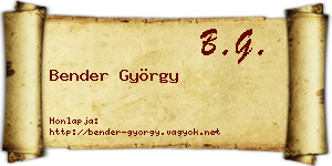 Bender György névjegykártya