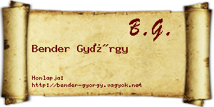 Bender György névjegykártya